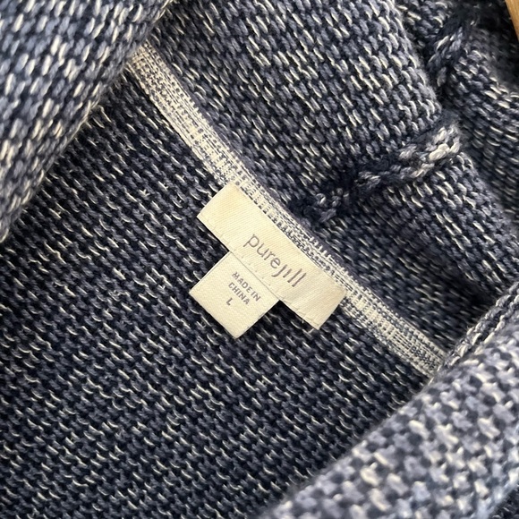 Purejill Woman's Blue Textured Cowl Neck Over-Sized Pull-Over Knit Sweater Sz Lr - Picture 7 of 8